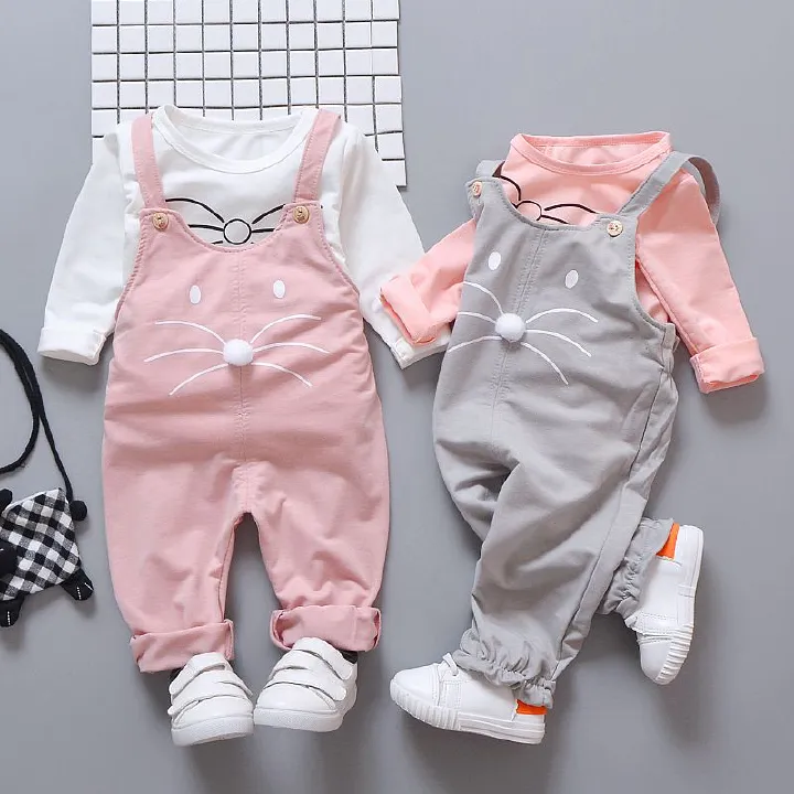 Children's Spring Baby Cartoon Strap Two Piece Set 0-1-2-3-4 Year Old Set