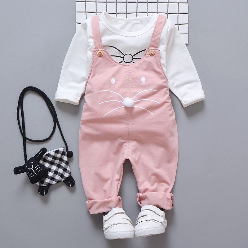 Children's Spring Baby Cartoon Strap Two Piece Set 0-1-2-3-4 Year Old Set