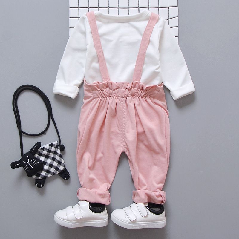 Children's Spring Baby Cartoon Strap Two Piece Set 0-1-2-3-4 Year Old Set