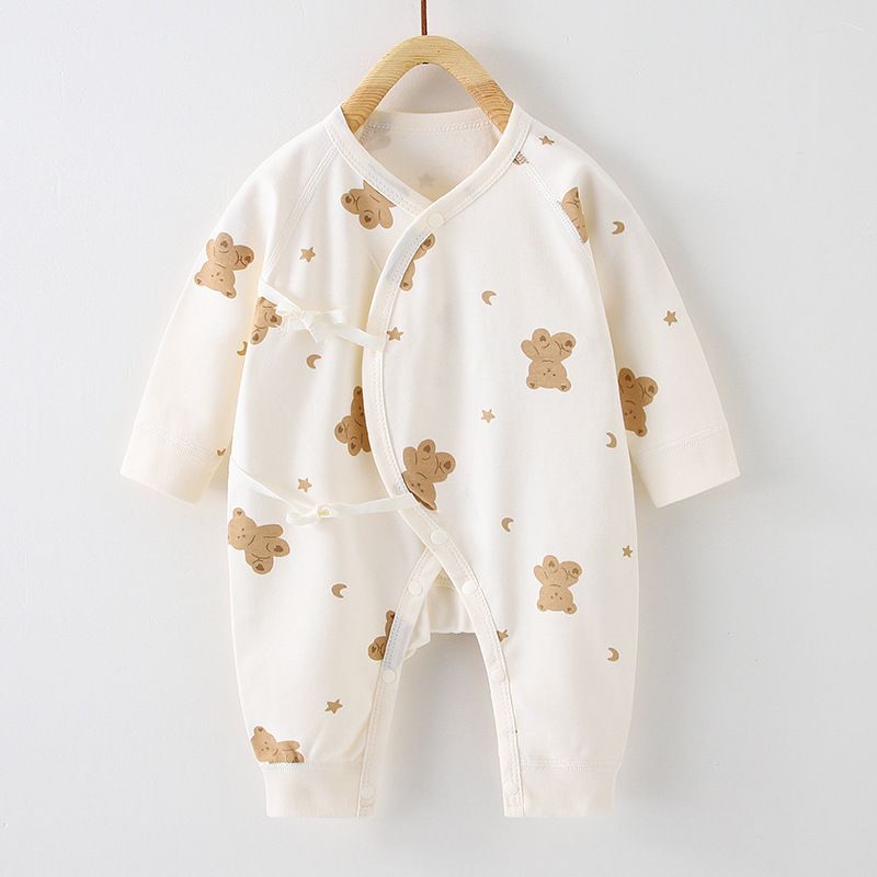 Baby jumpsuit made of pure cotton, Class A, newborn baby clothes for 0-3 months, male and female babies, monk clothes, baby clothes, and children's clothing