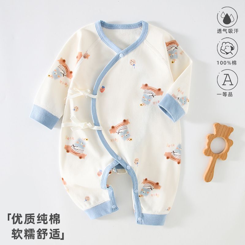 Baby jumpsuit made of pure cotton, Class A, newborn baby clothes for 0-3 months, male and female babies, monk clothes, baby clothes, and children's clothing