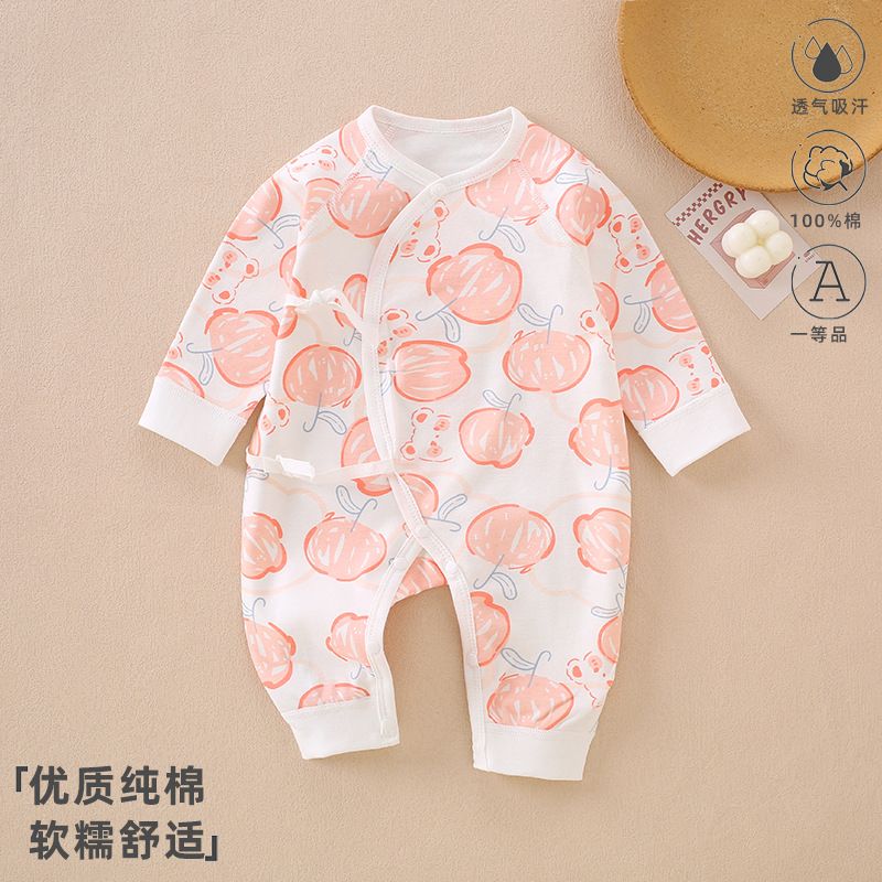 Baby jumpsuit made of pure cotton, Class A, newborn baby clothes for 0-3 months, male and female babies, monk clothes, baby clothes, and children's clothing