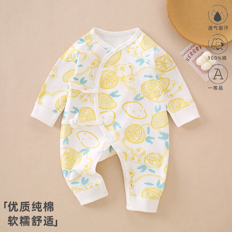 Baby jumpsuit made of pure cotton, Class A, newborn baby clothes for 0-3 months, male and female babies, monk clothes, baby clothes, and children's clothing
