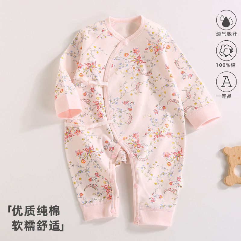 Baby jumpsuit made of pure cotton, Class A, newborn baby clothes for 0-3 months, male and female babies, monk clothes, baby clothes, and children's clothing