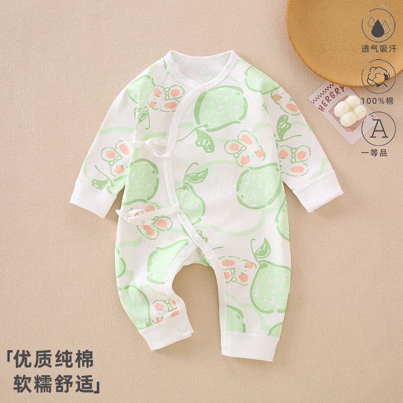 Baby jumpsuit made of pure cotton, Class A, newborn baby clothes for 0-3 months, male and female babies, monk clothes, baby clothes, and children's clothing