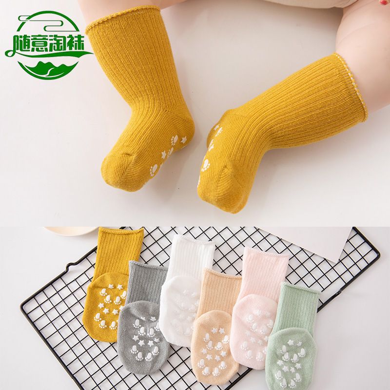 Newborn Baby Socks Spring and Autumn Thin Mid tube Anti slip Non Legging 0-3 Year Old Children's Loose Mouth Cute Floor Socks