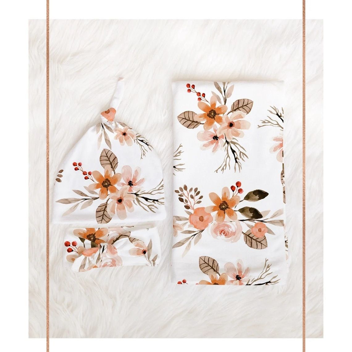 Baby wrap, newborn swaddle cloth, fetal cap, headband, three piece set, anti startle printed elastic wrap