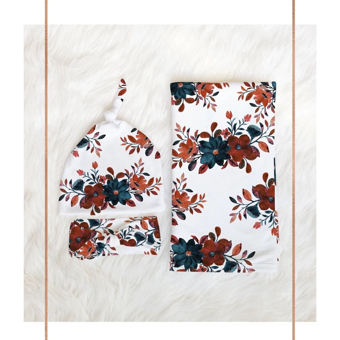 Baby wrap, newborn swaddle cloth, fetal cap, headband, three piece set, anti startle printed elastic wrap