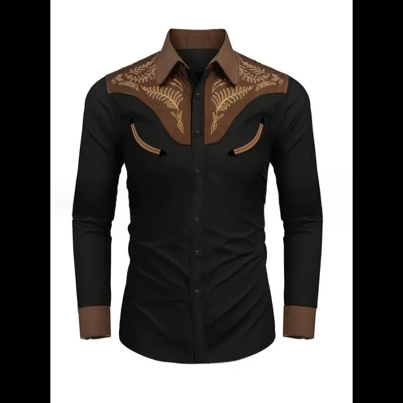 Spring and Autumn New European and American Men's Long Sleeve Shirt Casual Printed Shirt
