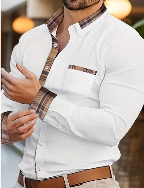 Spring and Autumn New European and American Men's Long Sleeve Shirt Casual Printed Shirt