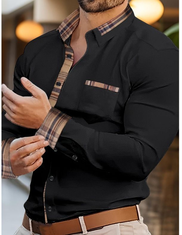 Spring and Autumn New European and American Men's Long Sleeve Shirt Casual Printed Shirt