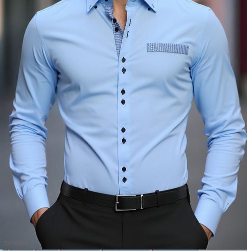 Spring and Autumn New European and American Men's Long Sleeve Shirt Casual Printed Shirt