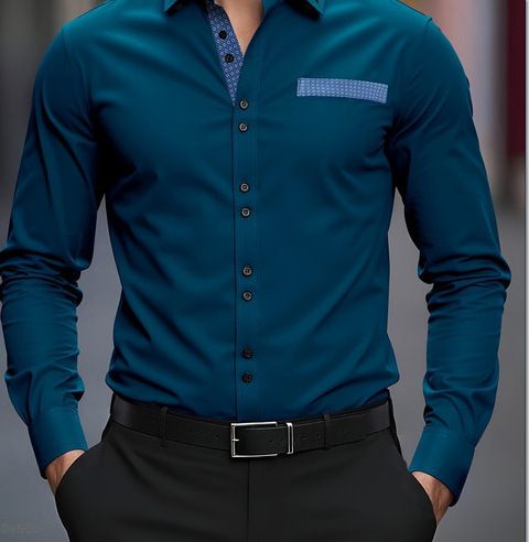 Spring and Autumn New European and American Men's Long Sleeve Shirt Casual Printed Shirt