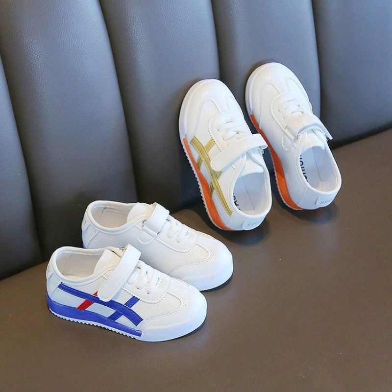 Spring and Autumn Children's New Color blocked Single Shoes, Boys' Sports Shoes, Casual White Shoes, Baby Soft soled Non slip Board Shoes