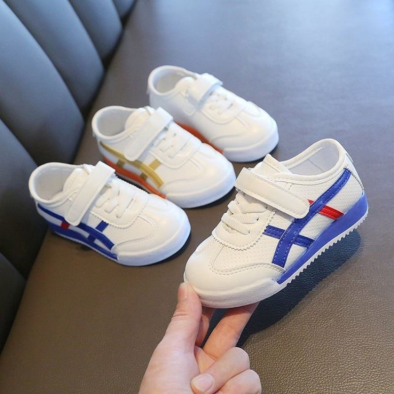 Spring and Autumn Children's New Color blocked Single Shoes, Boys' Sports Shoes, Casual White Shoes, Baby Soft soled Non slip Board Shoes