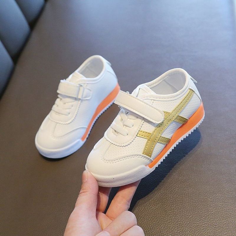 Spring and Autumn Children's New Color blocked Single Shoes, Boys' Sports Shoes, Casual White Shoes, Baby Soft soled Non slip Board Shoes