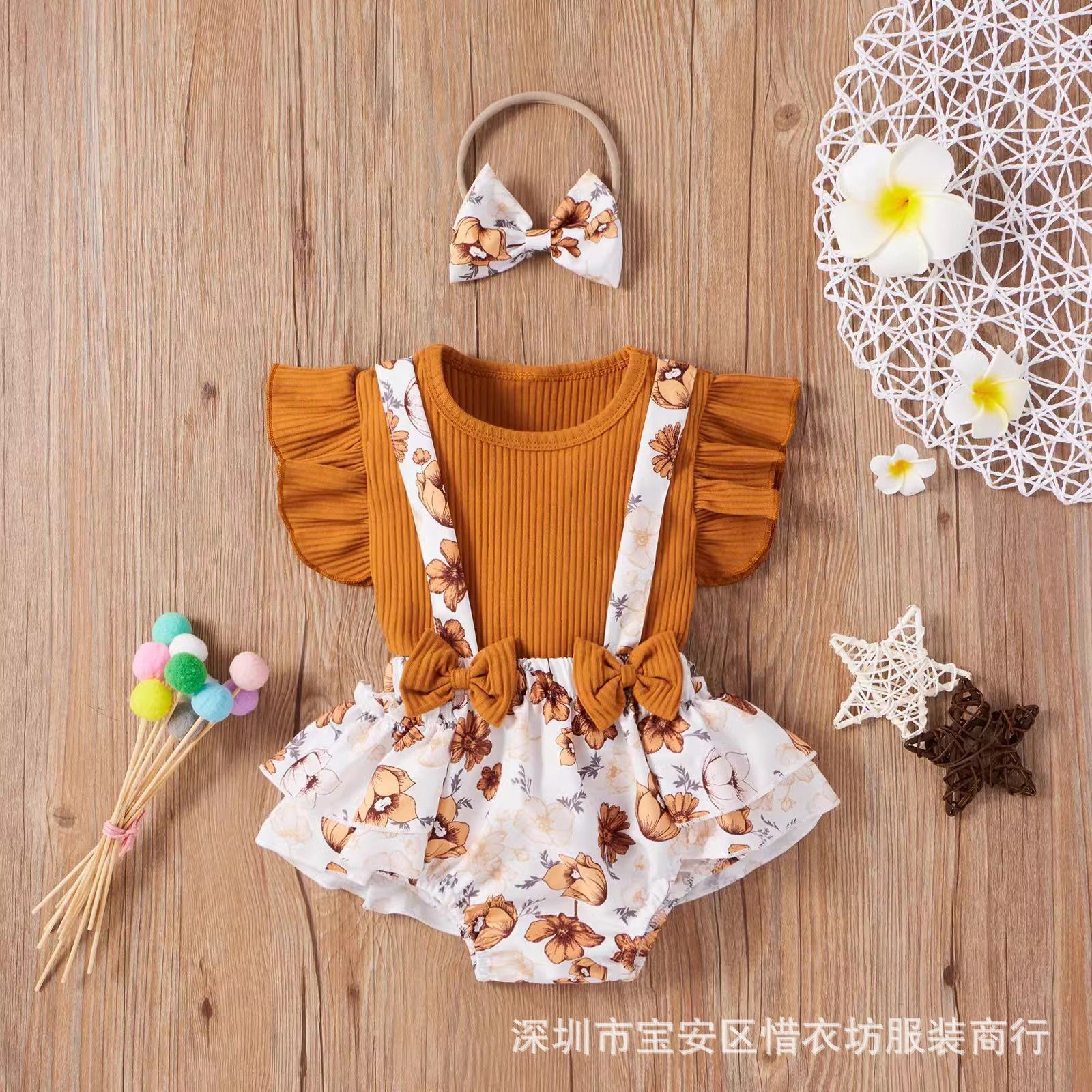 Princess style baby Ha Yi newborn triangle crawling suit pullover top bag fart skirt children's clothing summer two-piece set