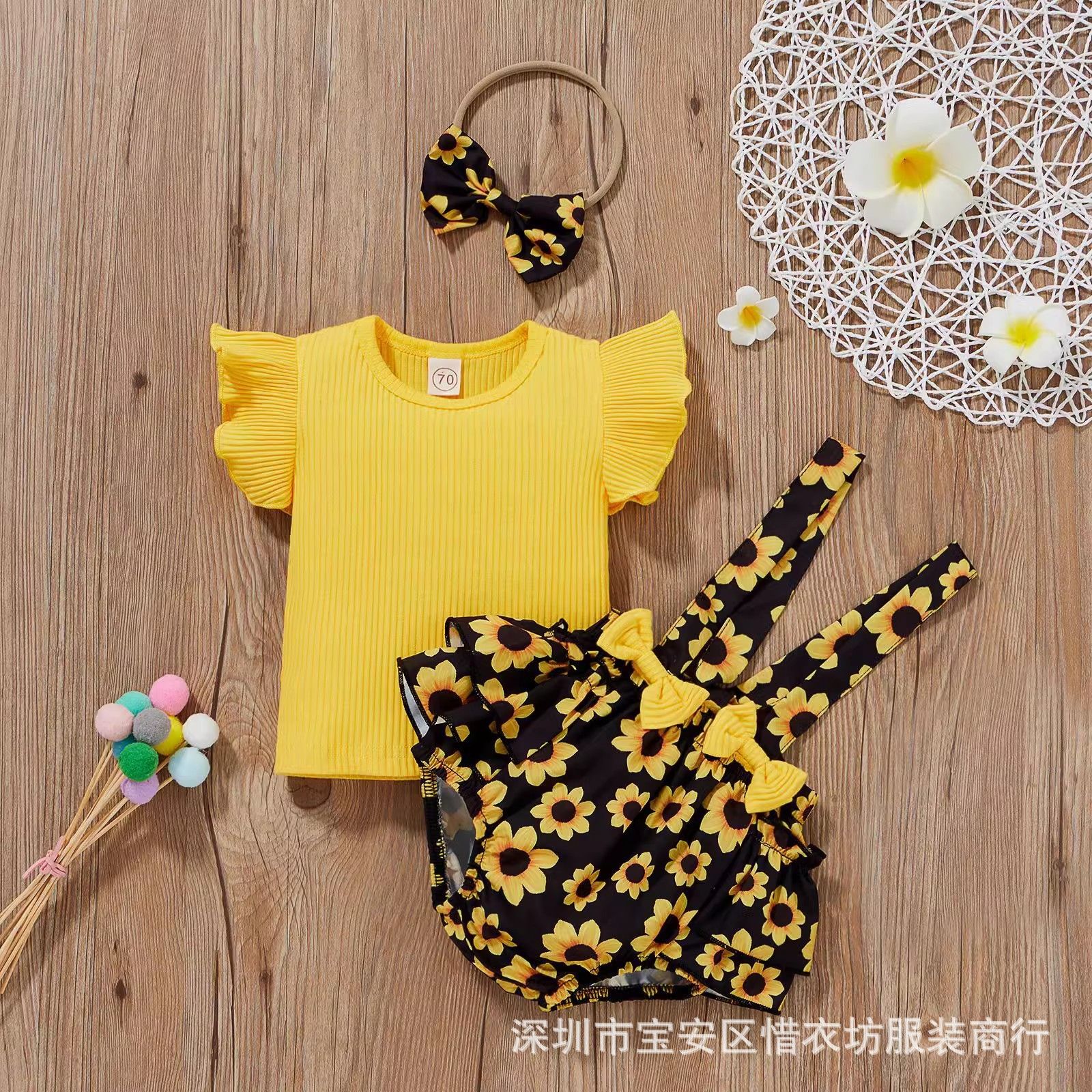 Princess style baby Ha Yi newborn triangle crawling suit pullover top bag fart skirt children's clothing summer two-piece set