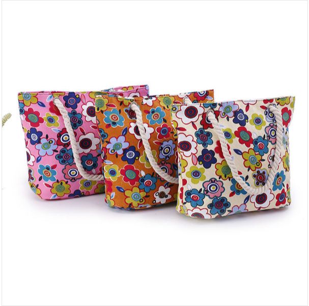 Women's shoulder bag, women's bag, small fresh and cute floral casual travel bag, canvas bag