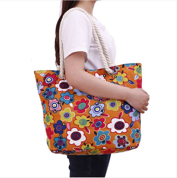 Women's shoulder bag, women's bag, small fresh and cute floral casual travel bag, canvas bag