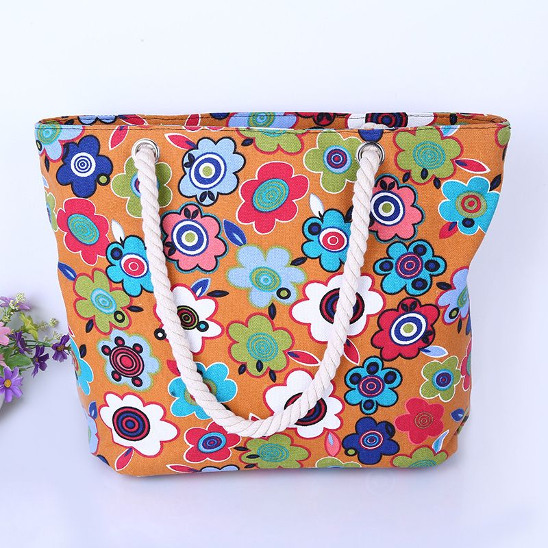 Women's shoulder bag, women's bag, small fresh and cute floral casual travel bag, canvas bag