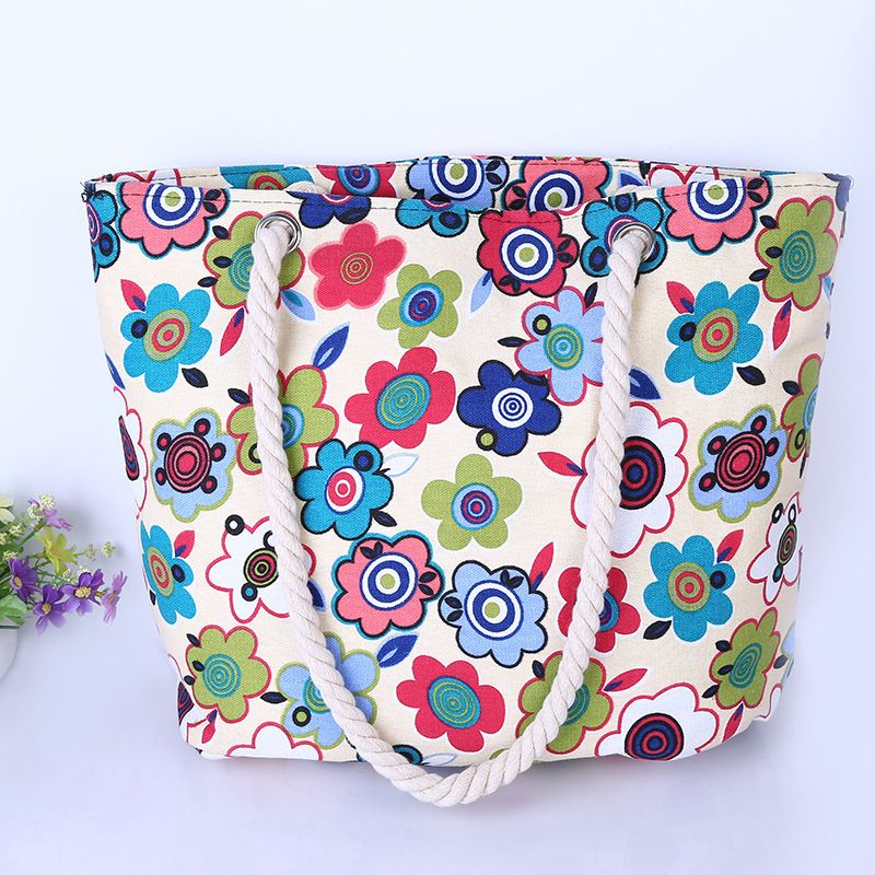 Women's shoulder bag, women's bag, small fresh and cute floral casual travel bag, canvas bag
