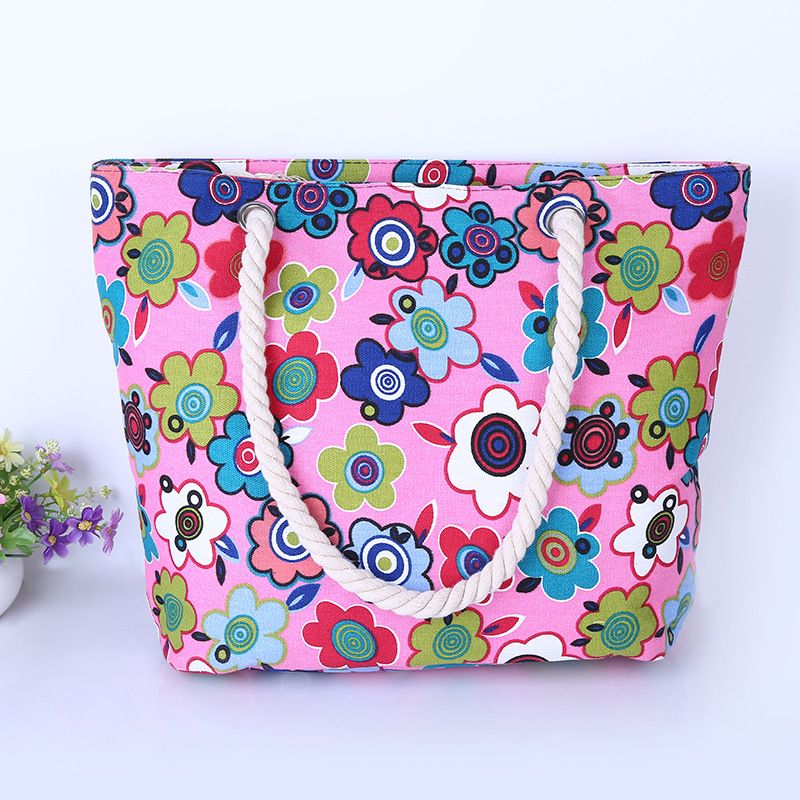 Women's shoulder bag, women's bag, small fresh and cute floral casual travel bag, canvas bag