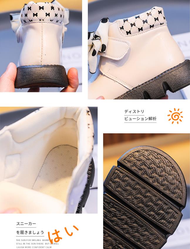 Children's baby leather boots autumn style girls' bow princess boots little girls' short boots anti slip soft sole single boots