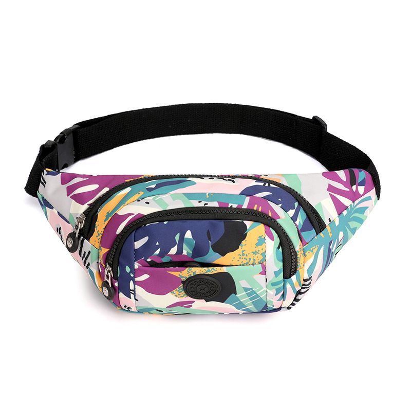 Women's large capacity crossbody bag waist bag fashionable chest bag printed nylon fabric phone bag sports small bag