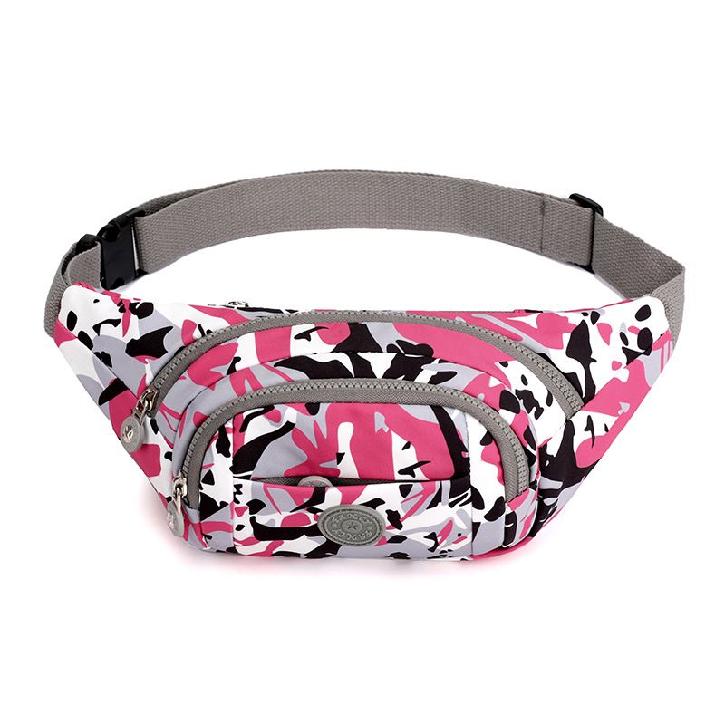 Women's large capacity crossbody bag waist bag fashionable chest bag printed nylon fabric phone bag sports small bag