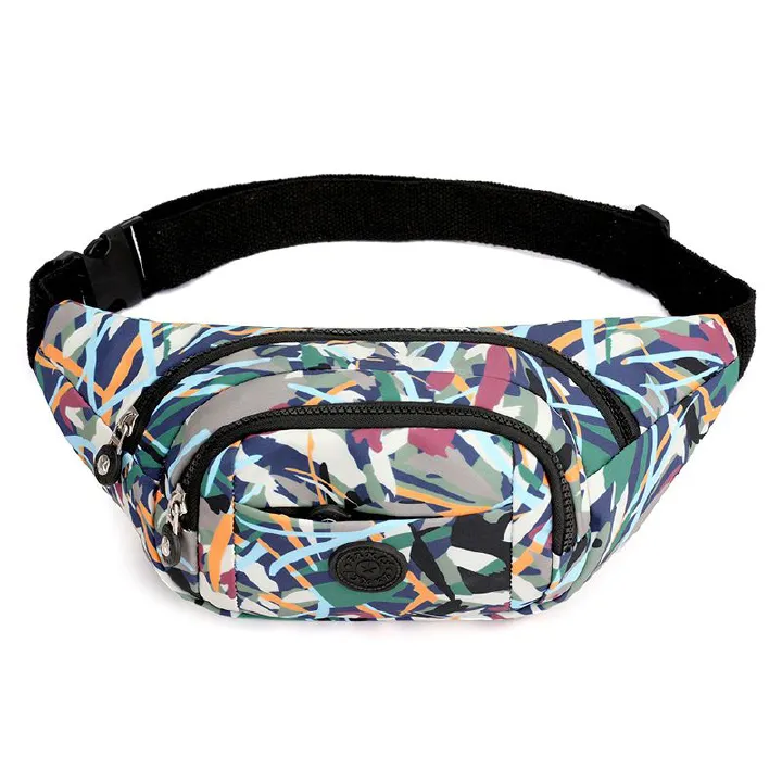 Women's large capacity crossbody bag waist bag fashionable chest bag printed nylon fabric phone bag sports small bag