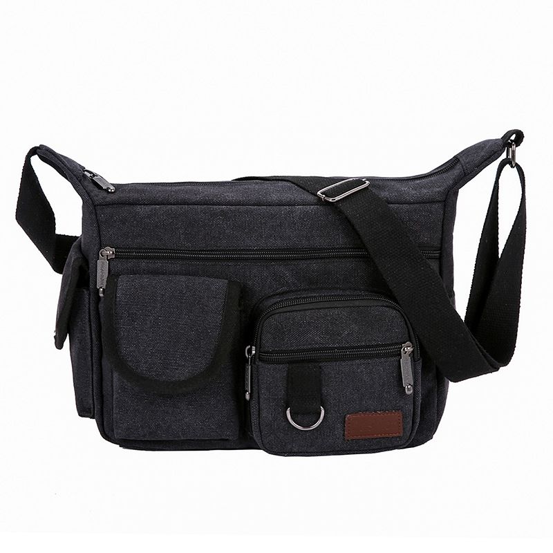 Men's canvas crossbody bag, outdoor travel wear-resistant men's bag, large capacity construction site work shoulder bag