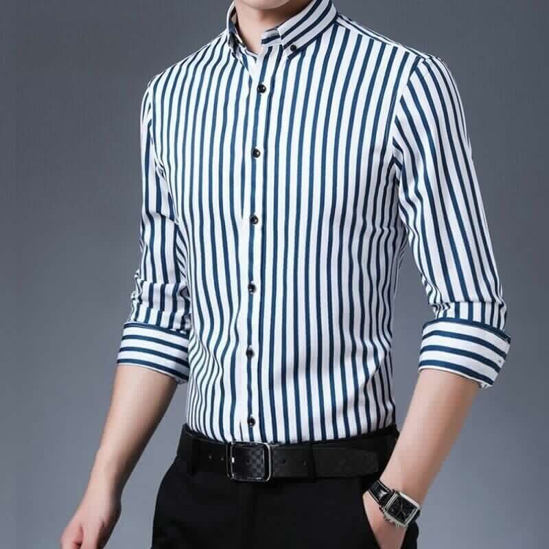 Spring and Autumn New Casual Shirt Geometric Printed Men's Long Sleeve Shirt Men's Wear