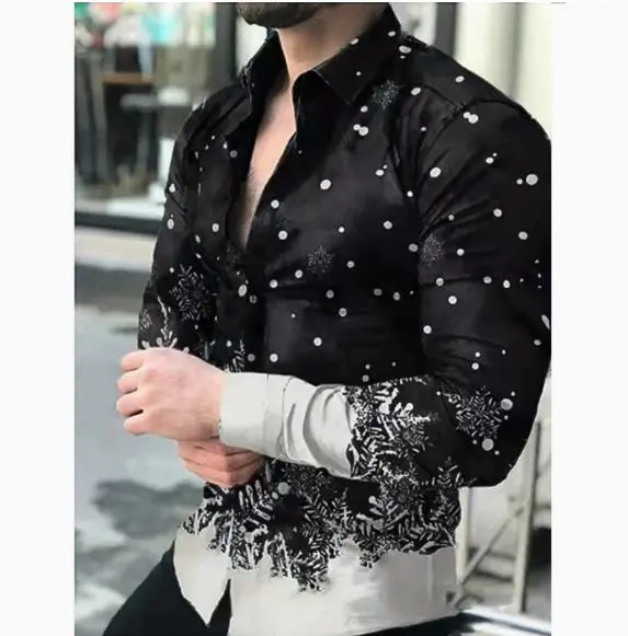 New men's long sleeved shirt 3D digital printed shirt long sleeved men's shirt men's trendy casual shirt men's clothing