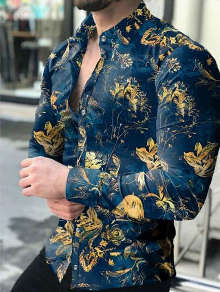 New men's long sleeved shirt 3D digital printed shirt long sleeved men's shirt men's trendy casual shirt men's clothing