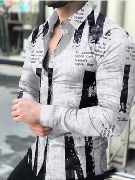 New men's long sleeved shirt 3D digital printed shirt long sleeved men's shirt men's trendy casual shirt men's clothing