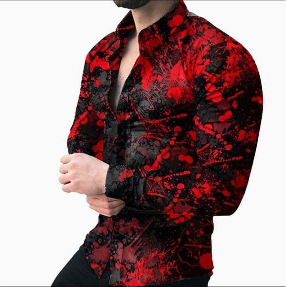 New men's long sleeved shirt 3D digital printed shirt long sleeved men's shirt men's trendy casual shirt men's clothing
