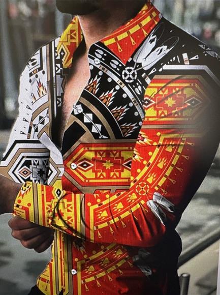 New men's long sleeved shirt 3D digital printed shirt long sleeved men's shirt men's trendy casual shirt men's clothing