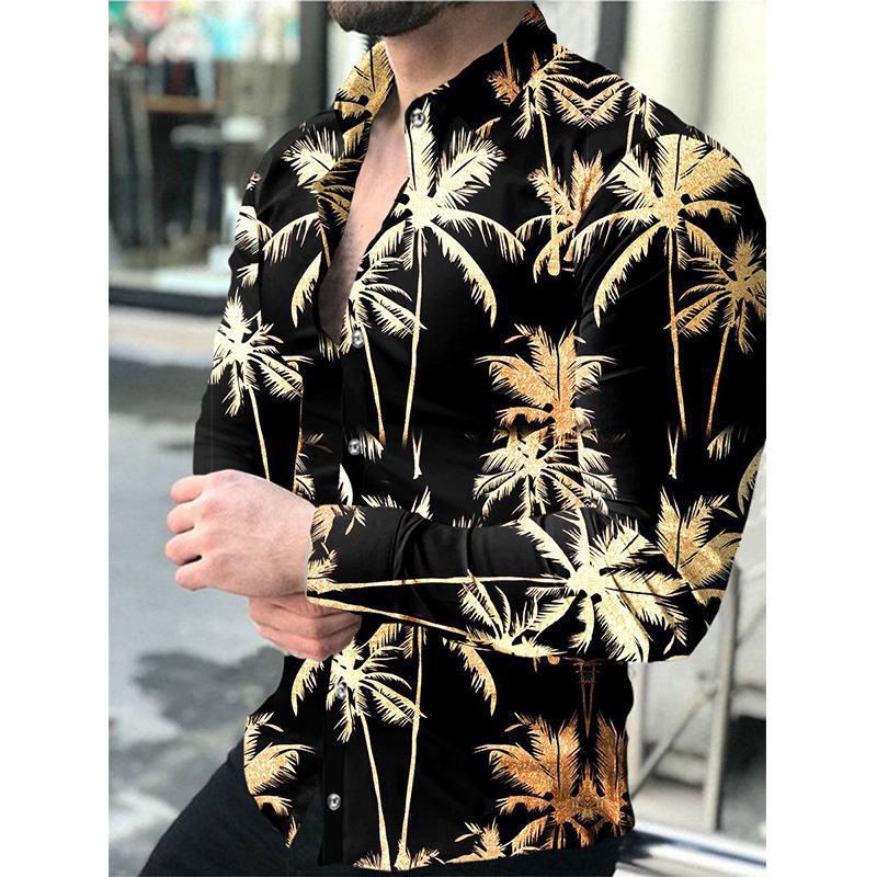 New men's long sleeved shirt 3D digital printed shirt long sleeved men's shirt men's trendy casual shirt men's clothing