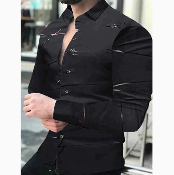 Four season men's long sleeved shirt 3D splashed ink long sleeved shirt plus size fashionable casual shirt men's clothing