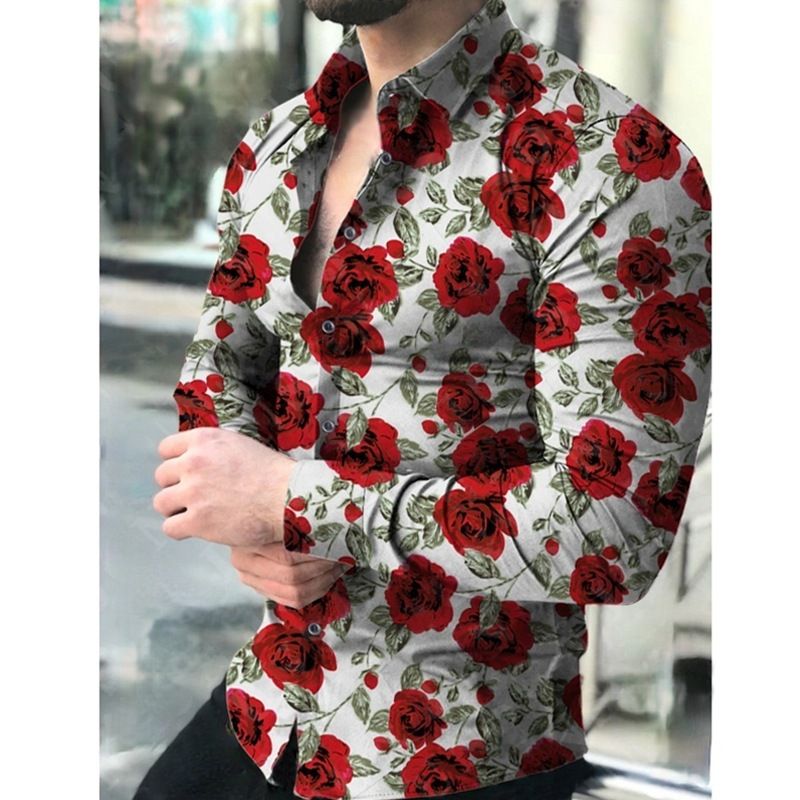 Four season men's long sleeved shirt 3D splashed ink long sleeved shirt plus size fashionable casual shirt men's clothing
