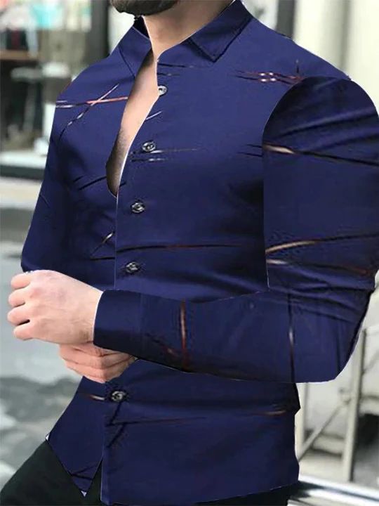 Four season men's long sleeved shirt 3D splashed ink long sleeved shirt plus size fashionable casual shirt men's clothing