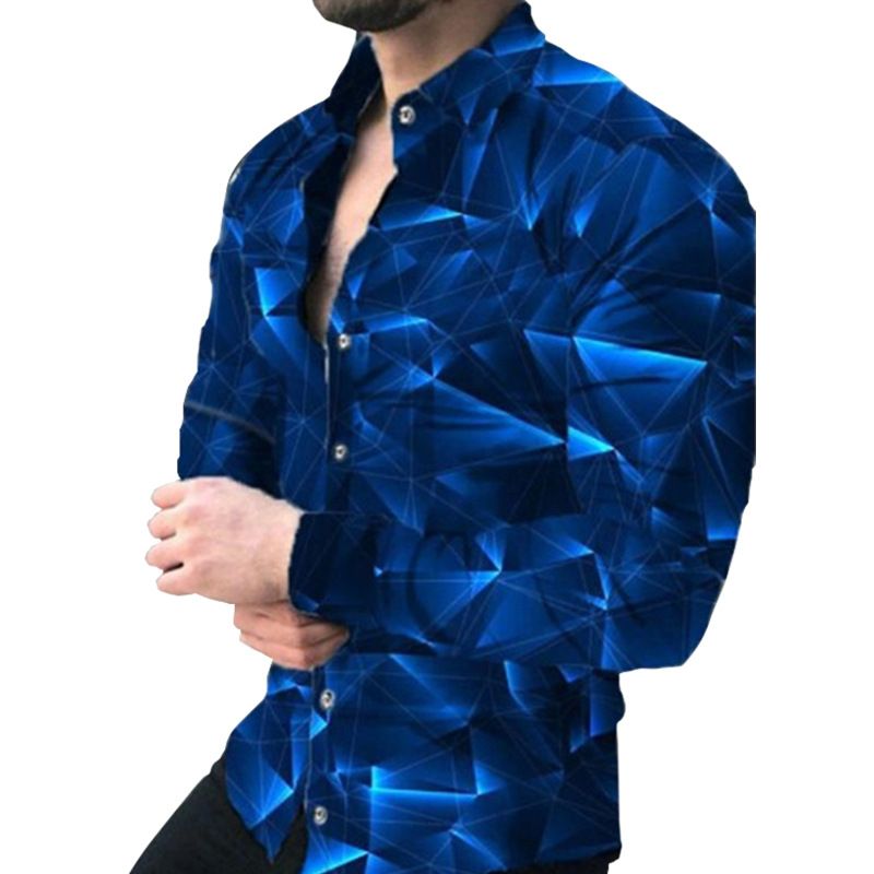 Four season men's long sleeved shirt, casual printed shirt, breathable men's shirt