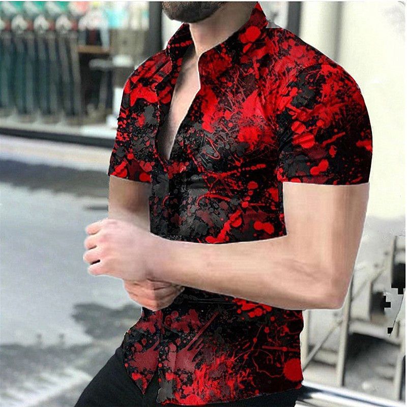 Men's summer short sleeved shirt 3D digital printed pattern shirt plus size shirt men's clothing