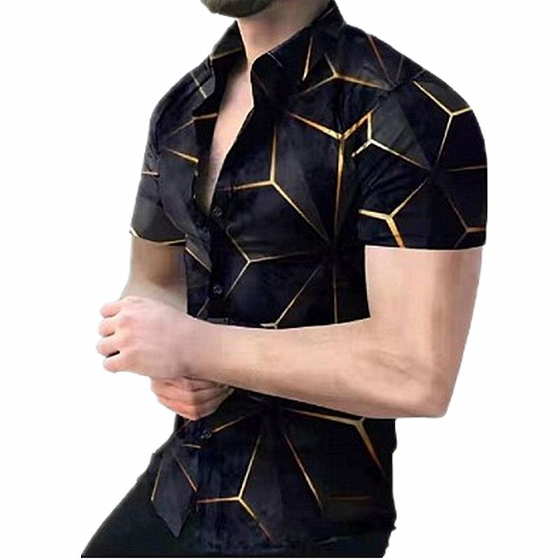 Men's summer short sleeved shirt 3D digital printed pattern shirt plus size shirt men's clothing