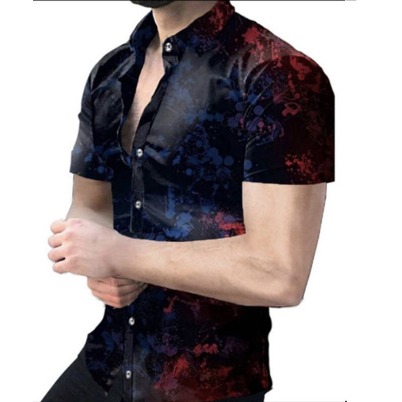 Men's summer short sleeved shirt 3D digital printed pattern shirt plus size shirt men's clothing