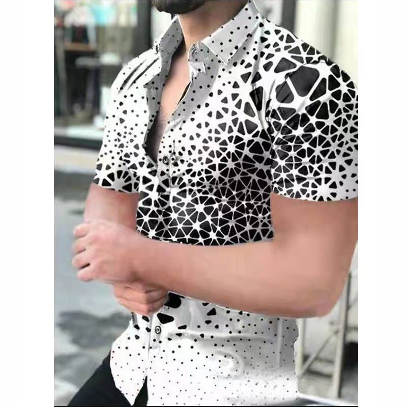 Men's summer short sleeved shirt 3D digital printed pattern shirt plus size shirt men's clothing