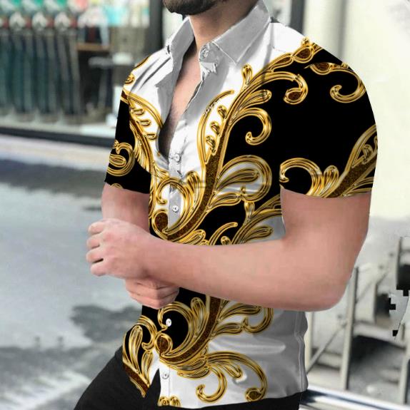 Men's summer short sleeved shirt 3D digital printed pattern shirt plus size shirt men's clothing