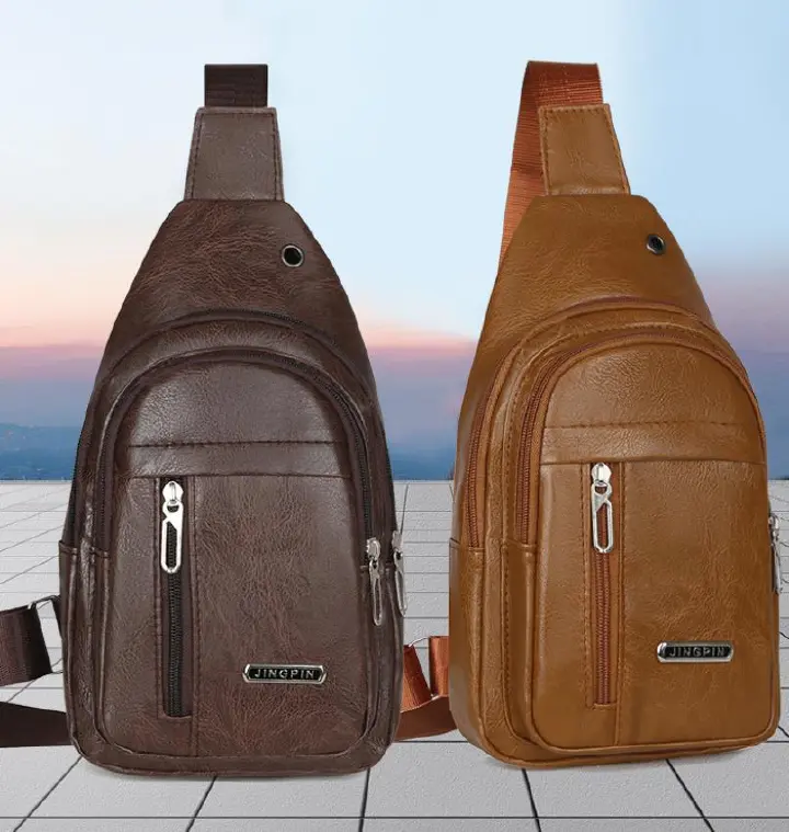 New Men's Bag Chest Bag Cross border Trendy Crossbody Bag Solid Color Chest Backpack