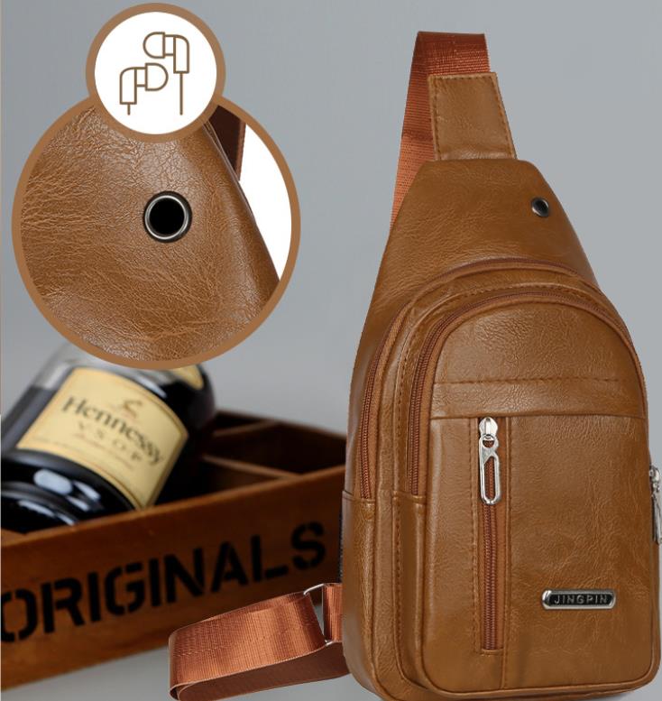 New Men's Bag Chest Bag Cross border Trendy Crossbody Bag Solid Color Chest Backpack